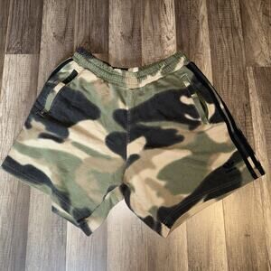 ADIDAS Originals Men's Camo 3-Stripes Sweat Shorts Green Black Beige Size Large